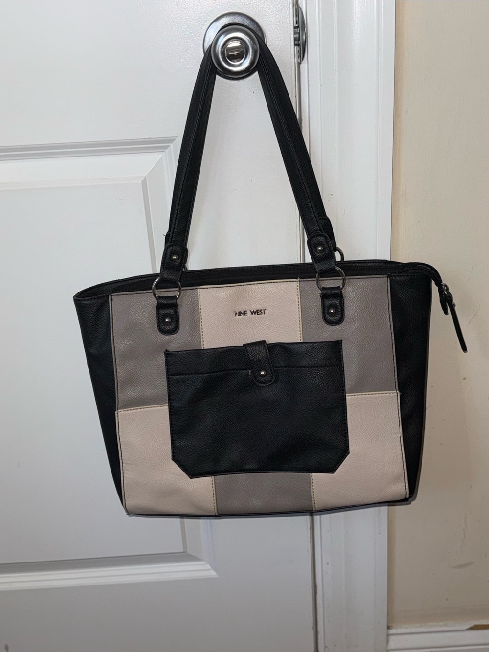 Nine West Black, Taupe and Cream Colorblock Tote